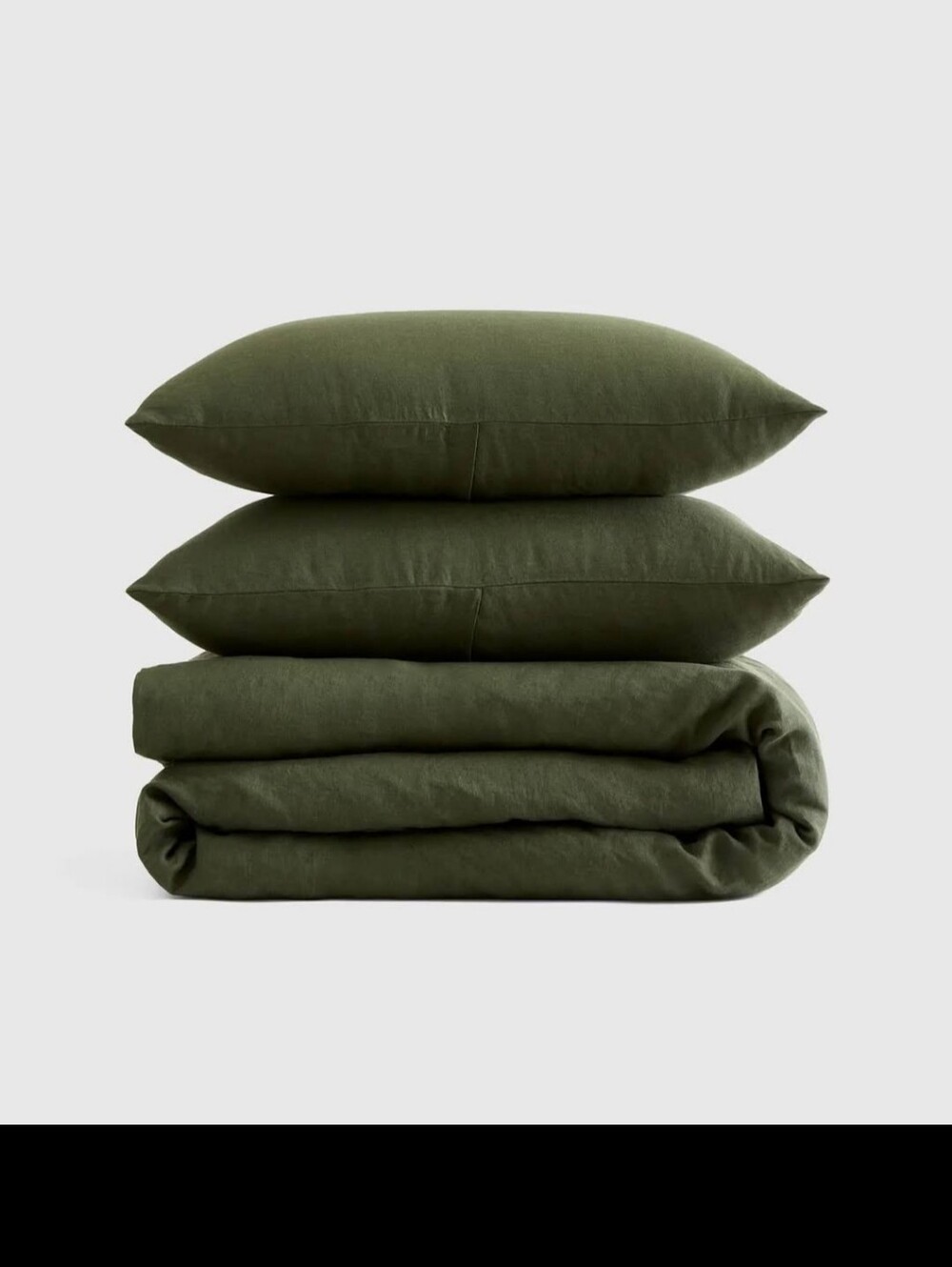 Quince Pine Green Duvet Cover Set Shams Full Queen 100% Linen